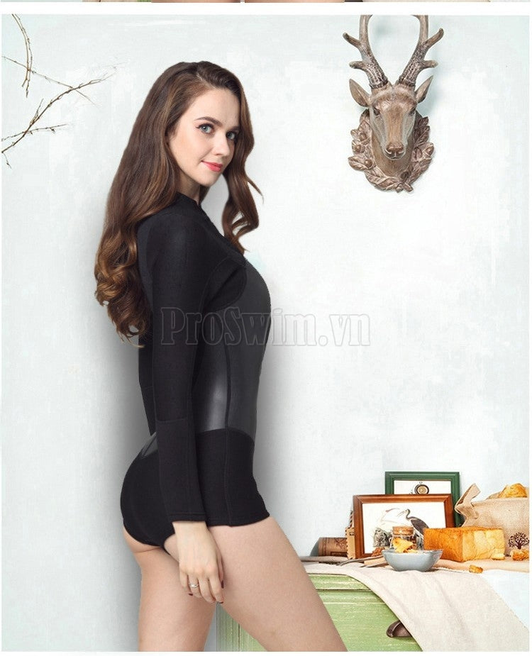 Bộ Lặn Liền Giữ Nhiệt Nữ Wetsuit Sbart 956 Đen - ProSwim.vn