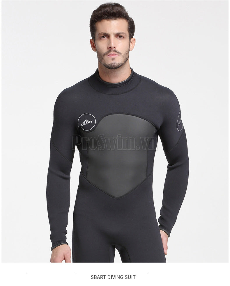 Bộ Bơi Liền Nam Giữ Nhiệt Dày Wetsuit 3mm Sbart 1070 Đen - ProSwim.vn