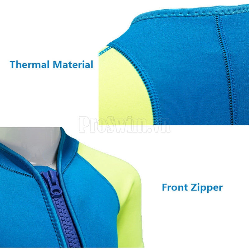 Bộ Bơi Liền Dày Giữ Nhiệt Trẻ Em Sbart 1036 Xanh - ProSwim.vn