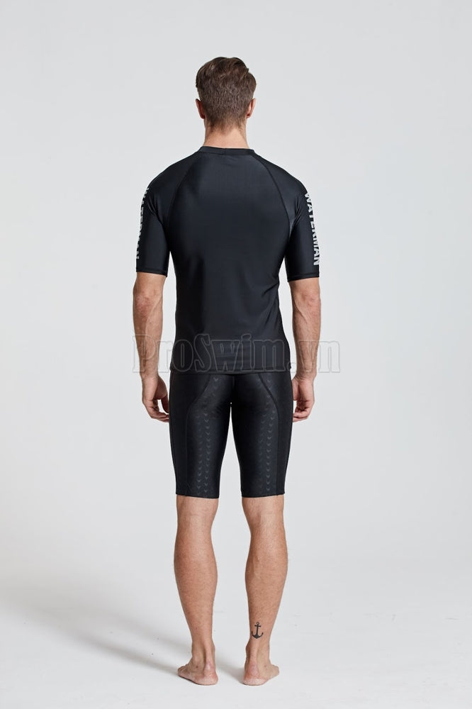 Áo Bơi Nam Cộc Tay Chống Nắng Chống UV Sbart D763 Den - ProSwim.vn