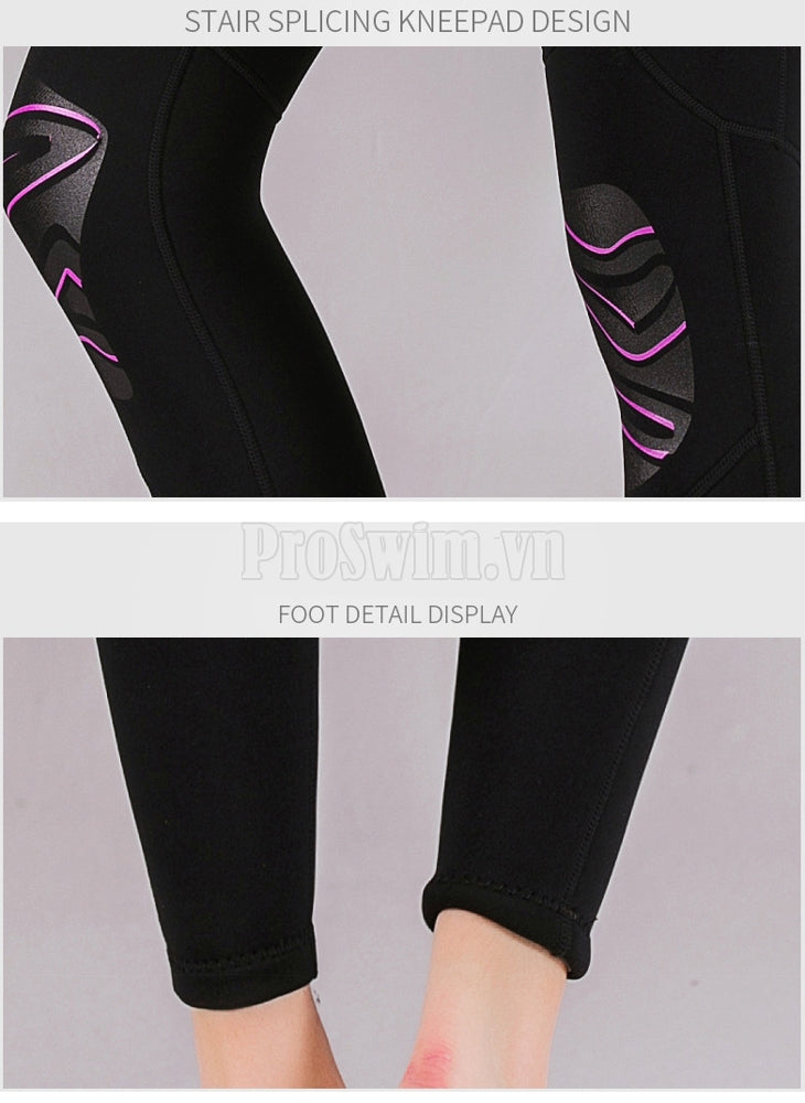 Bộ Bơi Liền Nữ Giữ Nhiệt Dày Wetsuit 3mm Sbart Đen Tím - ProSwim.vn