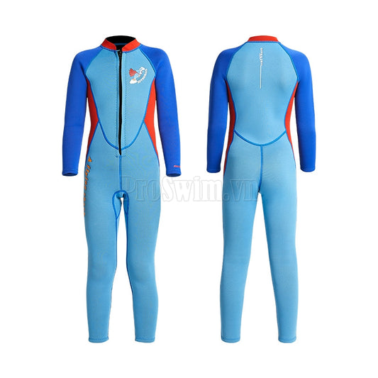 Đồ Bơi Giữ Nhiệt Trời Lạnh Cho Bé Trai Liền Thân Dài Tay Dày 2.5mm WS515 Shark Xanh