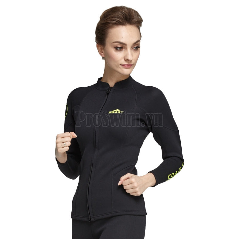 Áo Bơi Giữ Nhiệt Kéo Khoá Wetsuit Nữ 951 Đen Dày 2mm