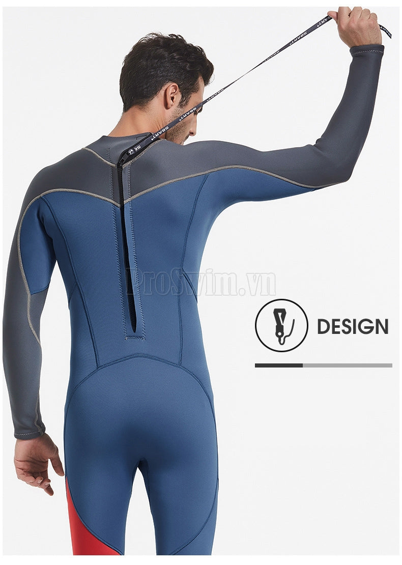 Bộ Bơi Nam Giữ Nhiệt Dày Wetsuit 3mm Sbart WS1390 Đen Xanh