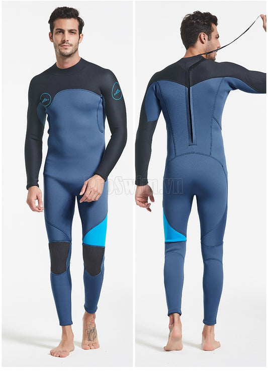 Bộ Bơi Nam Giữ Nhiệt Dày Wetsuit 3mm Sbart WS1390 Đen Xanh