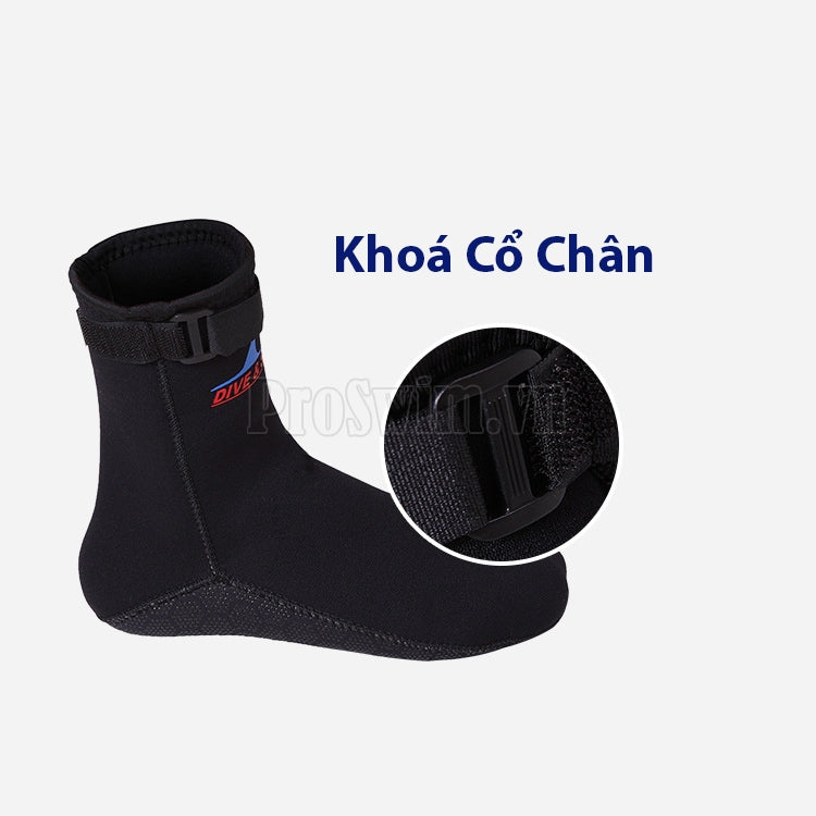 Giày Lặn Biển Wetsuit 3mm Cao Cổ Có Khoá Đế Chống Trượt