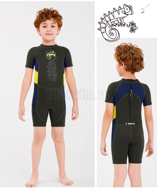 Đồ Bơi Giữ Nhiệt Cho Bé Trai Dày 2.5mm Dành Cho Bơi Trời Lạnh WS01 Đen