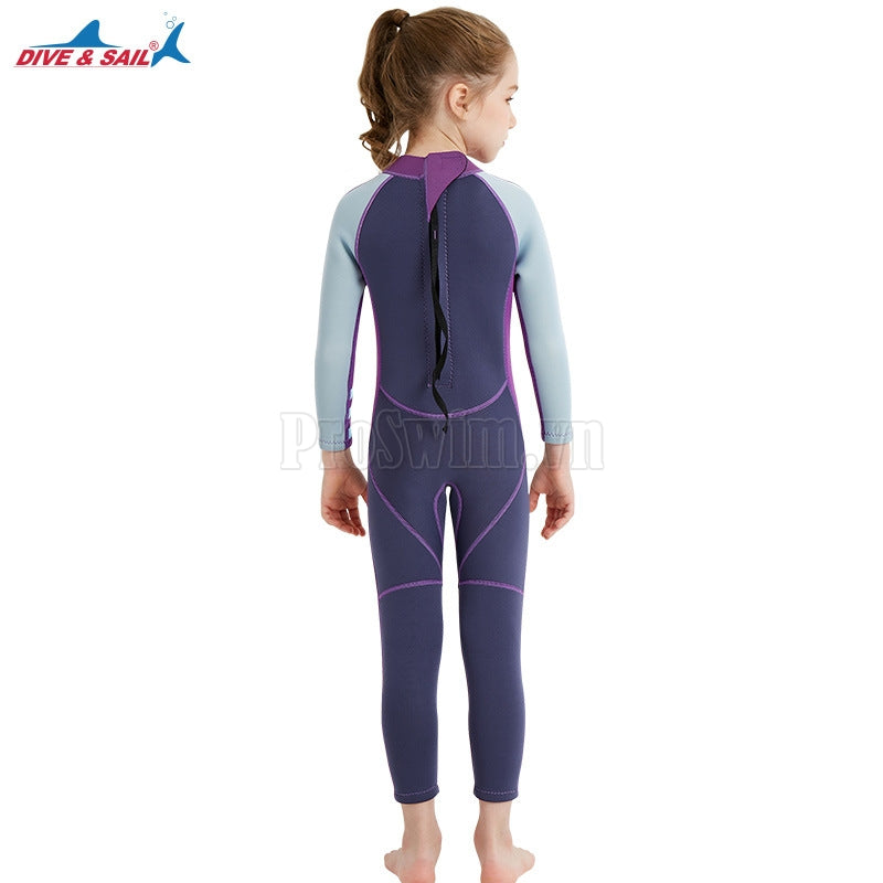 Bộ Bơi Giữ Nhiệt Bé Gái Bơi Trời Lạnh Dày 2.5mm WS18 Tím