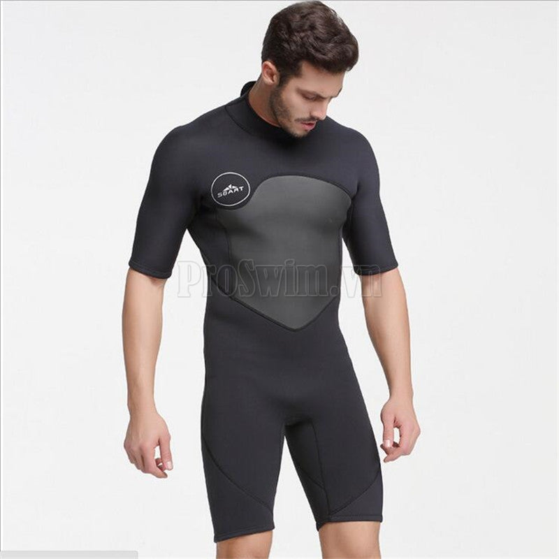 Bộ Lặn Liền Giữ Nhiệt (Wetsuit) Sbart 1069 Xám Đen Dài Tới Gối Dày 2mm - ProSwim.vn