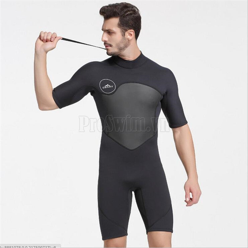 Bộ Lặn Liền Giữ Nhiệt (Wetsuit) Sbart 1069 Xám Đen Dài Tới Gối Dày 2mm - ProSwim.vn