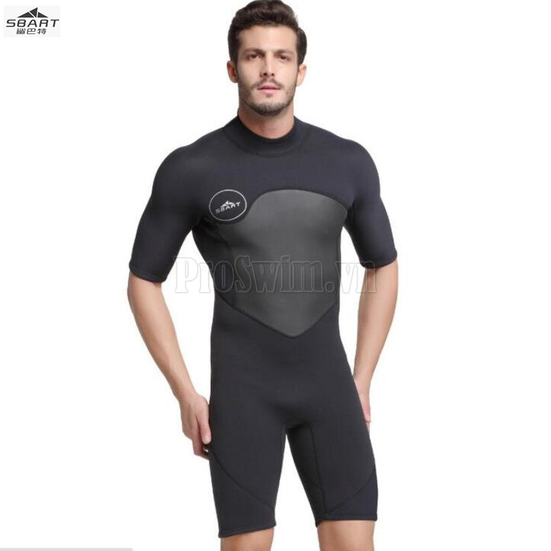 Bộ Lặn Liền Giữ Nhiệt (Wetsuit) Sbart 1069 Xám Đen Dài Tới Gối Dày 2mm - ProSwim.vn