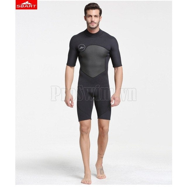 Bộ Lặn Liền Giữ Nhiệt (Wetsuit) Sbart 1069 Xám Đen Dài Tới Gối Dày 2mm - ProSwim.vn