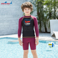 Bộ Bơi Trẻ Em Rời Dài Tay DS35 Đen Tay Maroon - ProSwim.vn