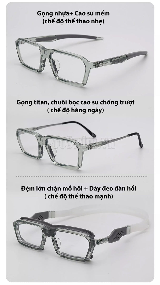Bộ Kính Thể Thao Siêu Cao Cấp 3 Chức Năng Titan - Tặng Mắt Đổi Màu Chặn Tia Sáng Xanh