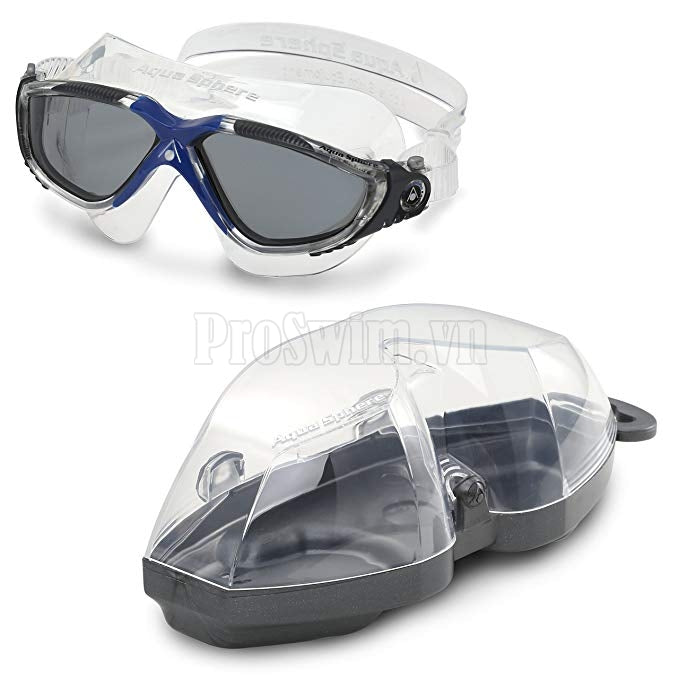 Kính bơi Mỹ Aquasphere Vista mắt rộng - Gọng Trắng/Xanh - Mắt Xám - ProSwim.vn
