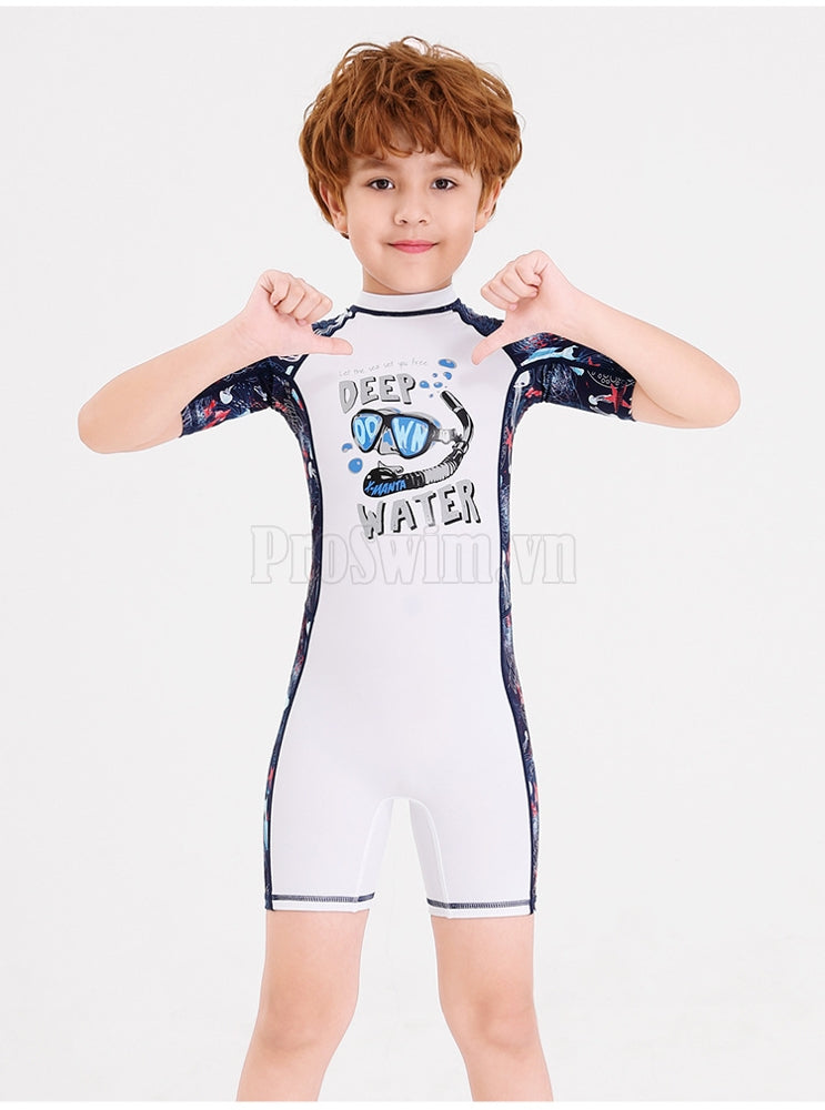 Bộ Bơi Bé Trai Liền Cộc DS83 Trắng - ProSwim.vn