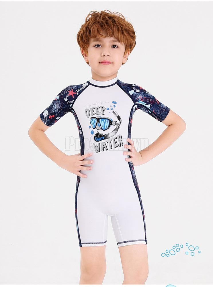Bộ Bơi Bé Trai Liền Cộc DS83 Trắng - ProSwim.vn
