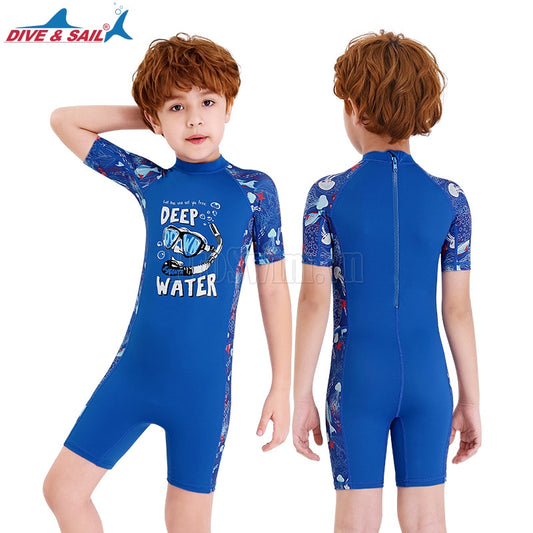 Bộ Bơi Bé Trai Liền Cộc DS83 Xanh