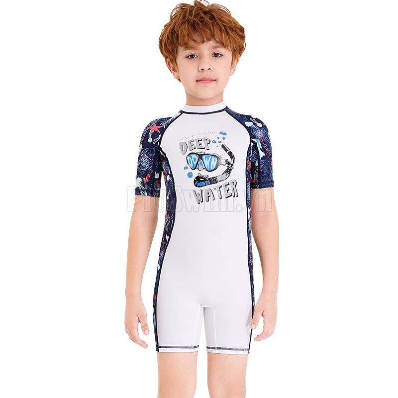 Bộ Bơi Bé Trai Liền Cộc DS83 Trắng - ProSwim.vn