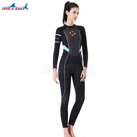 Bộ Bơi Giữ Nhiệt Giữ Ấm Wetsuit Dive&Sail Cho Nữ Bơi Trời Lạnh Dày 3mm