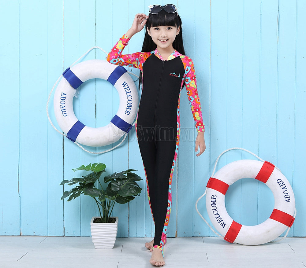 Bộ Bơi Liền Thân Bé Gái 306 Đỏ ( có giẫm gót) - ProSwim.vn