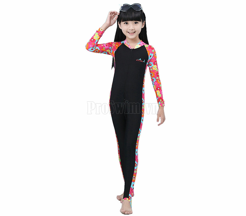 Bộ Bơi Liền Thân Bé Gái 306 Đỏ ( có giẫm gót) - ProSwim.vn