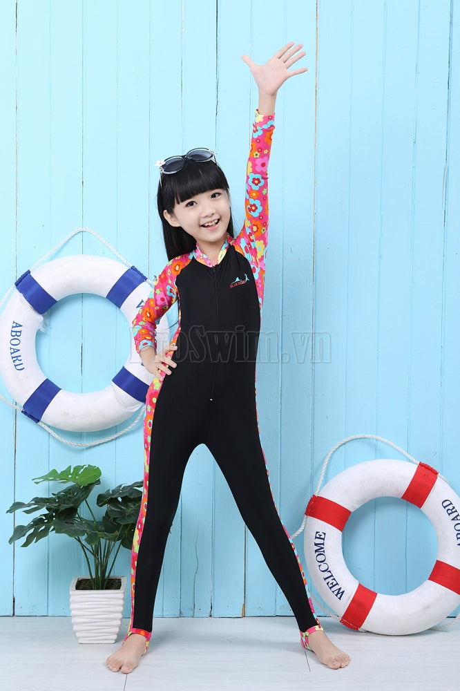 Bộ Bơi Liền Thân Bé Gái 306 Đỏ ( có giẫm gót) - ProSwim.vn