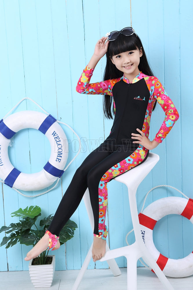 Bộ Bơi Liền Thân Bé Gái 306 Đỏ ( có giẫm gót) - ProSwim.vn