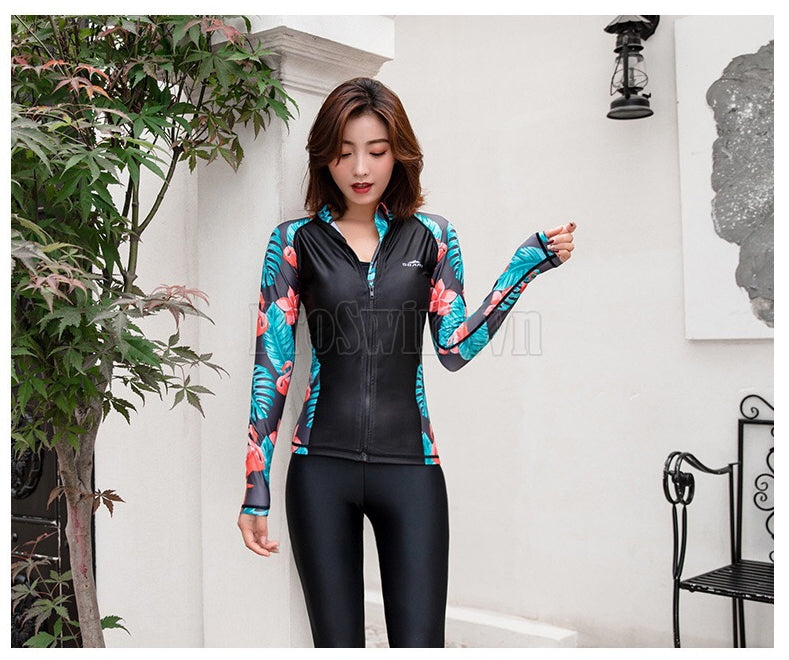 Set 2 món Quần+Áo Bơi Dài Tay Nữ Sbart 9049 Xanh Đen - ProSwim.vn