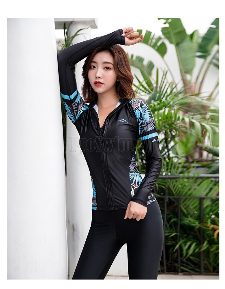 Set 2 món Áo Bơi Dài Tay Nữ Sbart 9051 Xanh Đen - ProSwim.vn