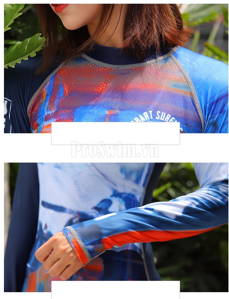 Áo Bơi Dài Tay Nữ Sbart D168 Xanh - ProSwim.vn