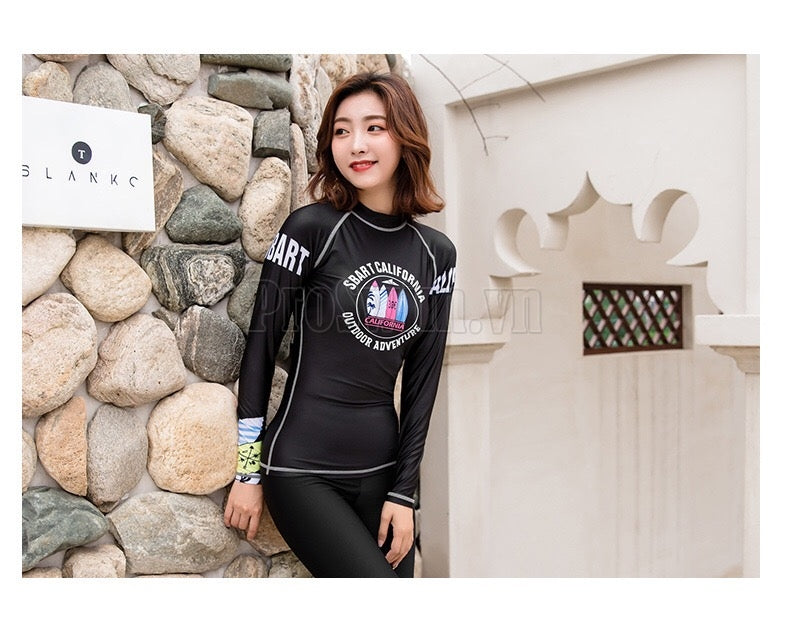 Set 2 món Quần Áo Bơi Dài Tay Nữ Sbart 170 Đen - ProSwim.vn