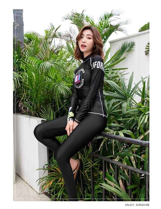 Set 2 món Quần Áo Bơi Dài Tay Nữ Sbart 170 Đen - ProSwim.vn