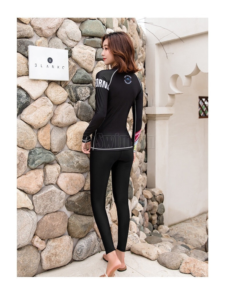 Set 2 món Quần Áo Bơi Dài Tay Nữ Sbart 170 Đen - ProSwim.vn