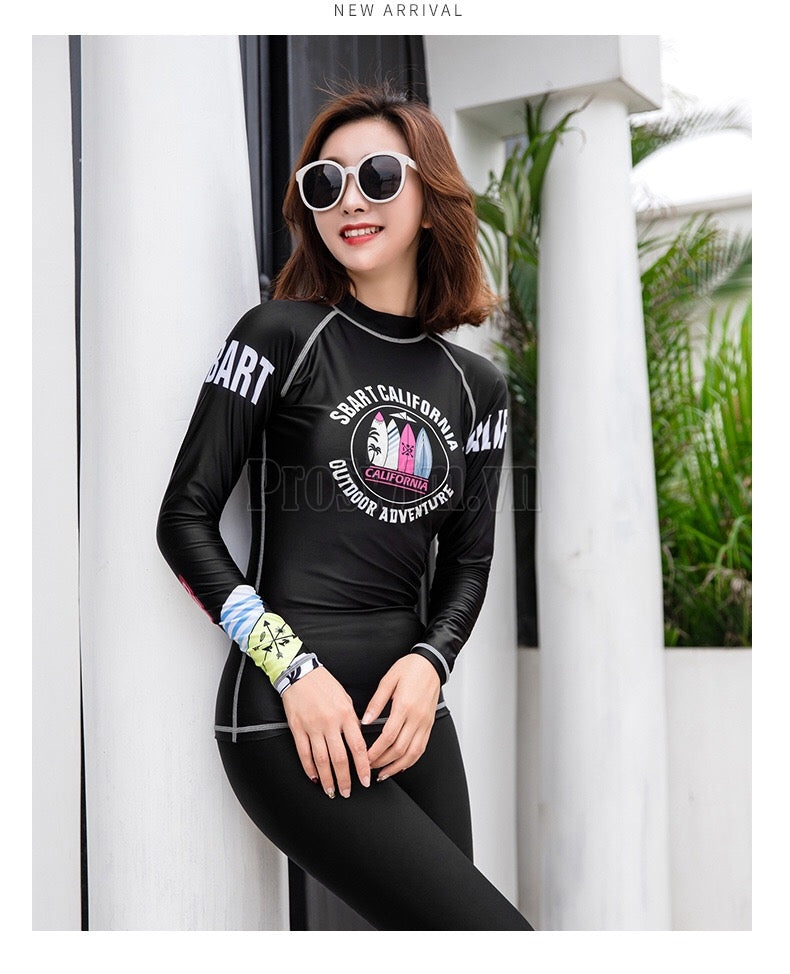 Set 2 món Quần Áo Bơi Dài Tay Nữ Sbart 170 Đen - ProSwim.vn