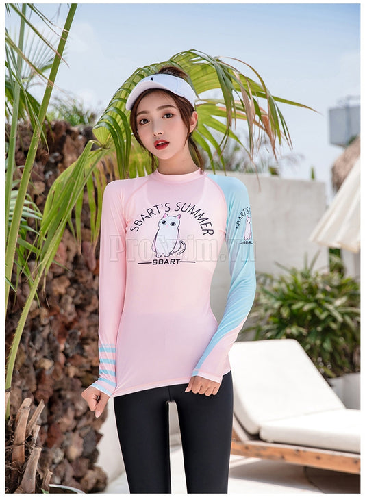 Áo Bơi Nữ Dài Tay Chống Nắng Sbart D172 Hồng