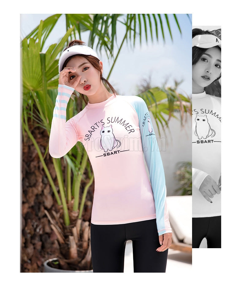 Set 2 Món Quần Áo Bơi Dài Tay Nữ Sbart D172 Hồng - ProSwim.vn