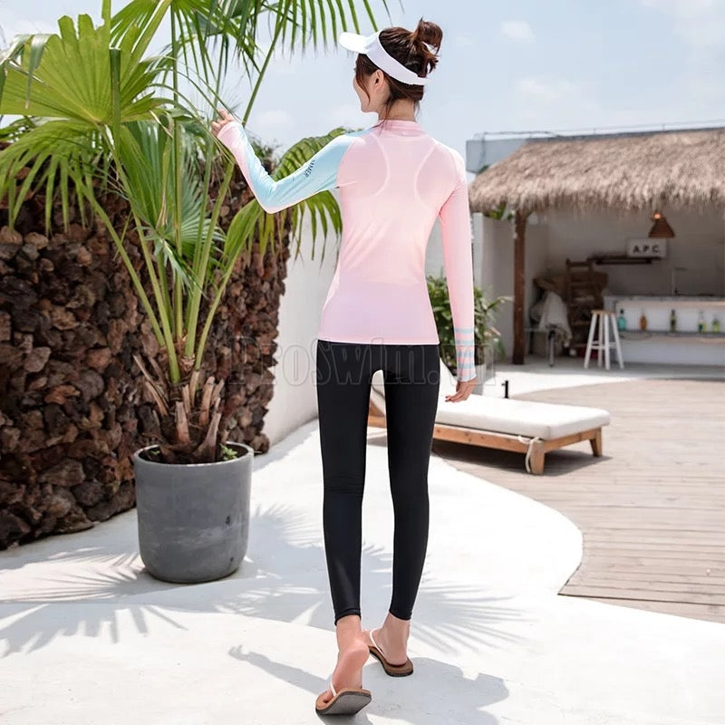 Set 2 Món Quần Áo Bơi Dài Tay Nữ Sbart D172 Hồng - ProSwim.vn