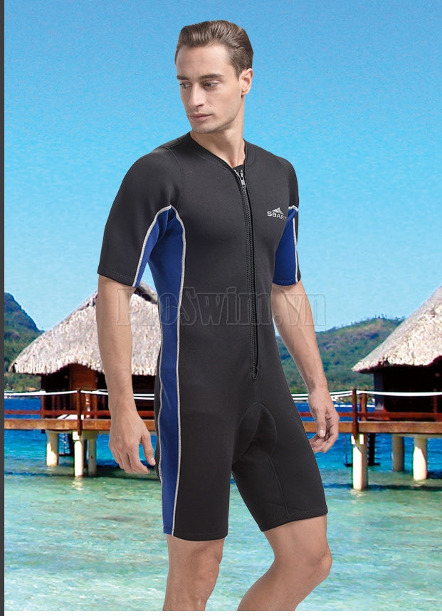 Bộ Bơi Liền Giữ Nhiệt Wetsuit Sbart Xanh Đen Dài Tới Gối Dày 2mm - ProSwim.vn