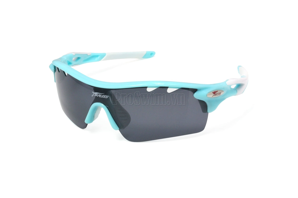 Kính Đạp Xe Chạy Bộ Tennis Panlees PO565 Xanh Lơ - Bộ Kính 3 Mắt Phản Quang Đen Phân Cực Vàng Đi Tối
