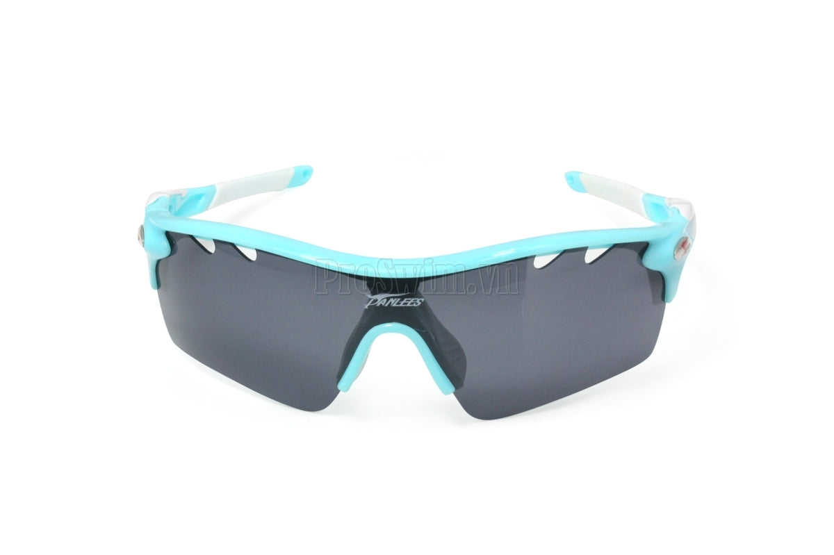 Kính Đạp Xe Chạy Bộ Tennis Panlees PO565 Xanh Lơ - Bộ Kính 3 Mắt Phản Quang Đen Phân Cực Vàng Đi Tối