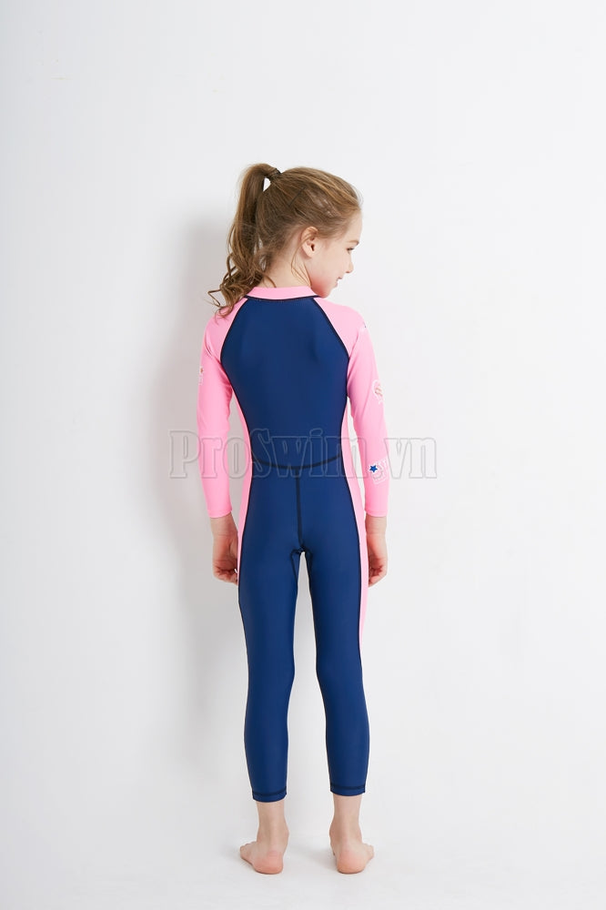 Bộ Bơi Trẻ Em Kín Toàn Thân DS21 Tím Than Tay Hồng - ProSwim.vn