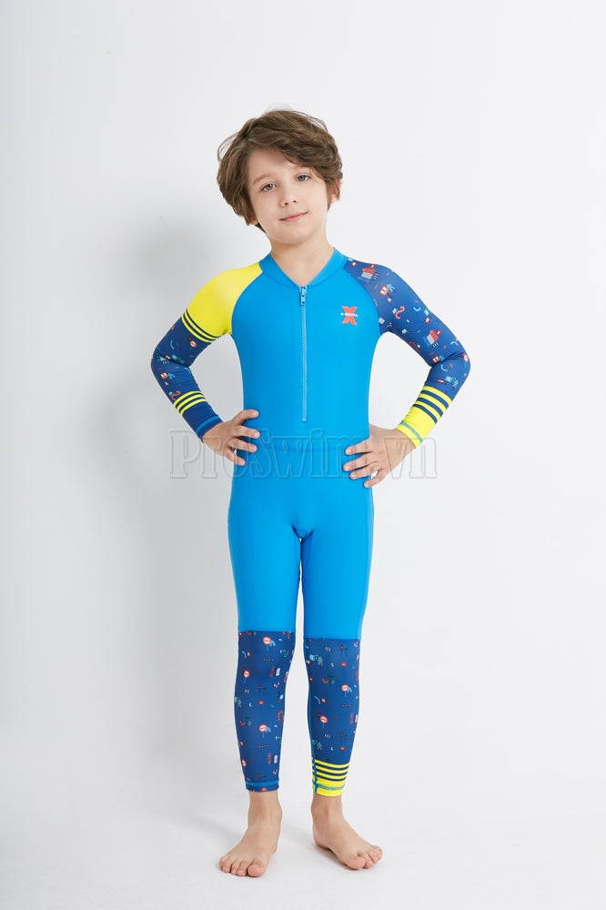 Bộ Bơi Bé Trai Kín Toàn Thân DS22 Xanh Dương - ProSwim.vn