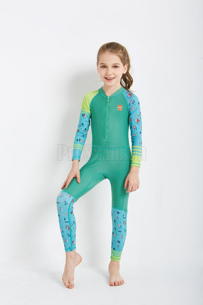 Bộ Bơi Bé Gái Bé Trai Kín Toàn Thân DS22 Xanh Lá - ProSwim.vn