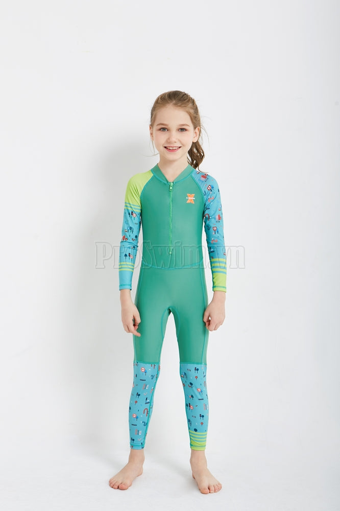 Bộ Bơi Bé Gái Bé Trai Kín Toàn Thân DS22 Xanh Lá - ProSwim.vn
