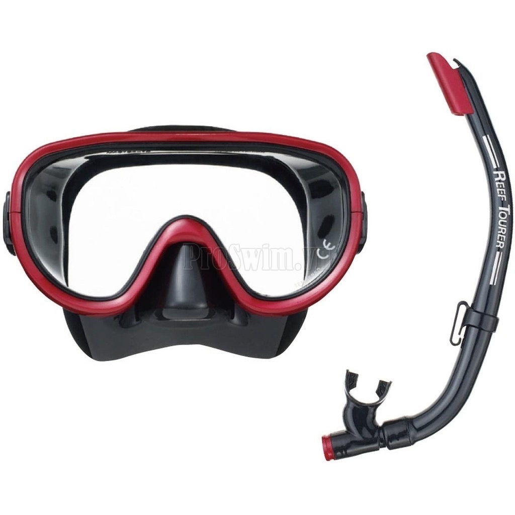 Bộ Mặt Nạ Ống Thở ReefTourer (set 2 món ) - Đỏ Đen - Xách Tay Nhật Bản