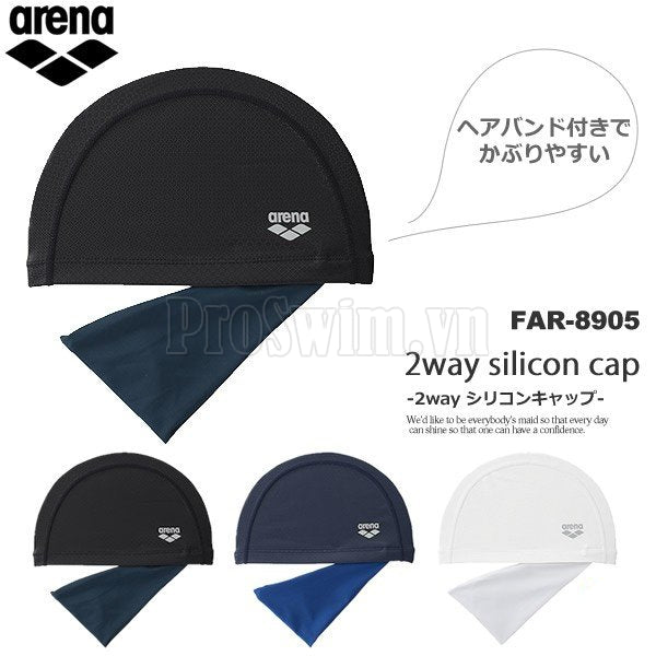 Mũ Bơi Vải Tráng Silicone Arena Có Hair Band Giữ Tóc Dài