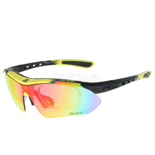 Kính Thể Thao Đi Xe Đạp/Câu Cá/Tennis 3 Tròng BS201 Có Khung Gắn Độ Cận / Kẹp Mũ
