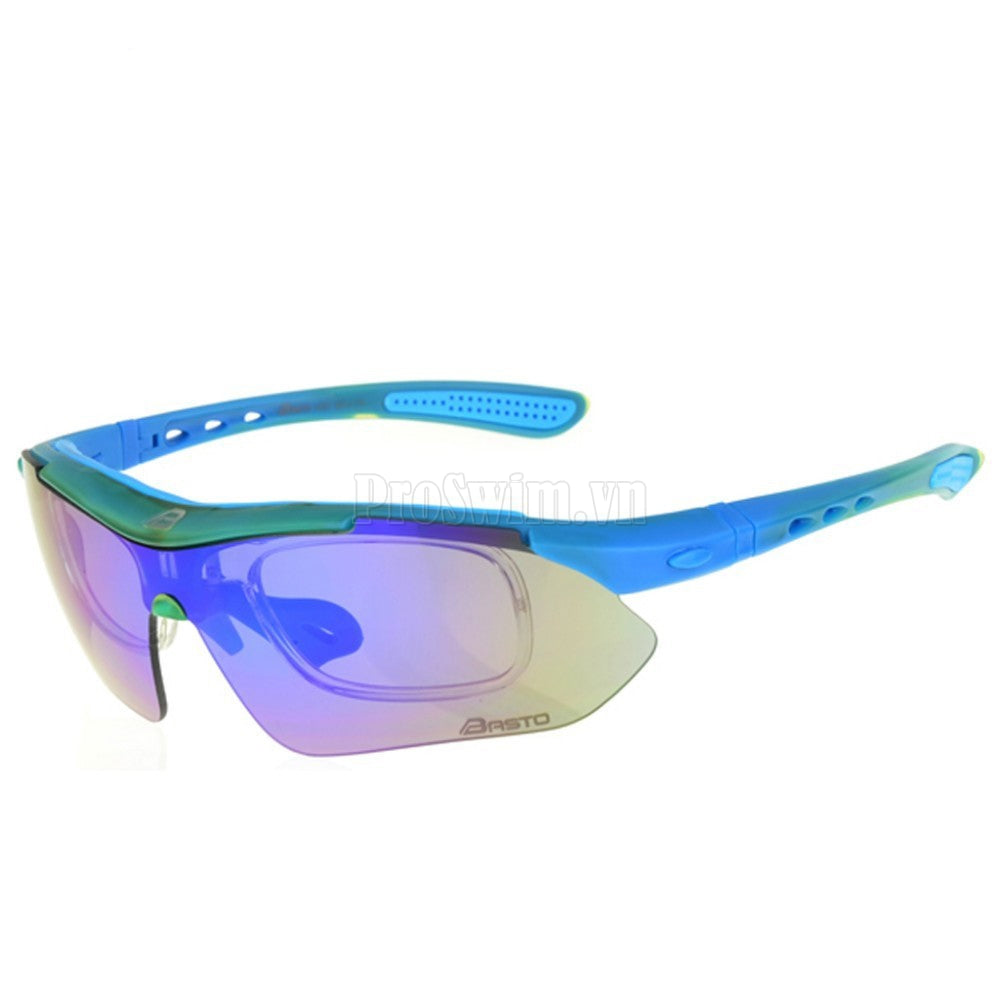 Kính Thể Thao Đi Xe Đạp/Câu Cá/Tennis 3 Tròng BS201 Có Khung Gắn Độ Cận / Kẹp Mũ