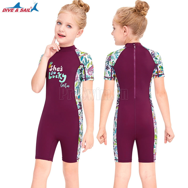 Đồ Bơi Trẻ Em Gái DS12 Cộc Tay Liền Thân